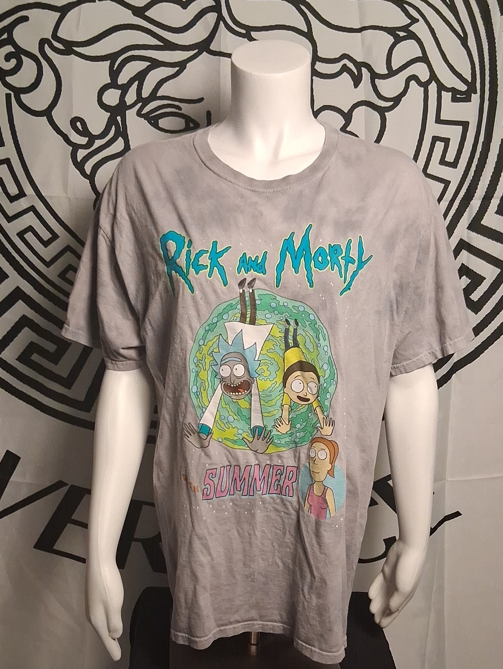 Ripple Junction Rick and Morty Graphic Tee in Gray with Teal Accents